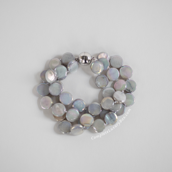 Gray Freshwater Coin Pearl Bracelet